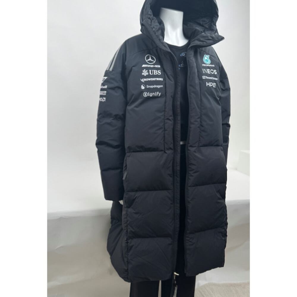 adidas Mercedes AMG Petronas F1 Engineers Winter Puffer Coat Black NWT L KF6058 - Picture 10 of 16